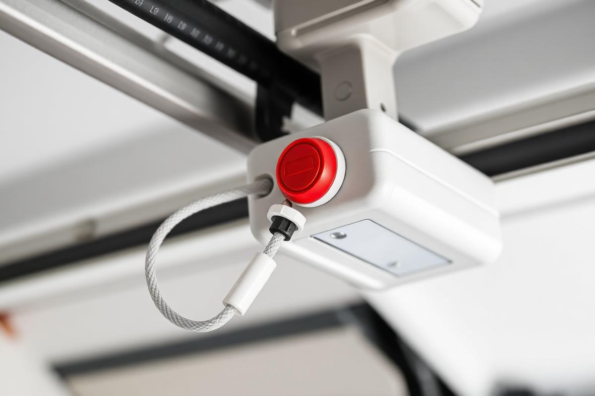 Garage door emergency release cord for manual operation